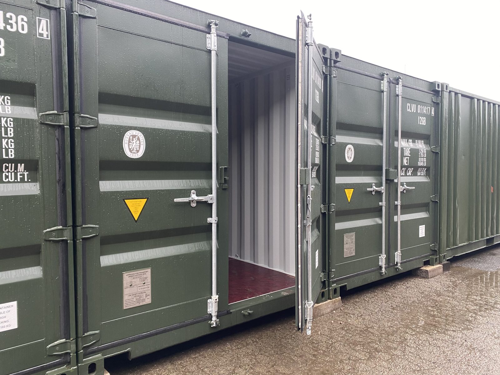 A row of shipping containers