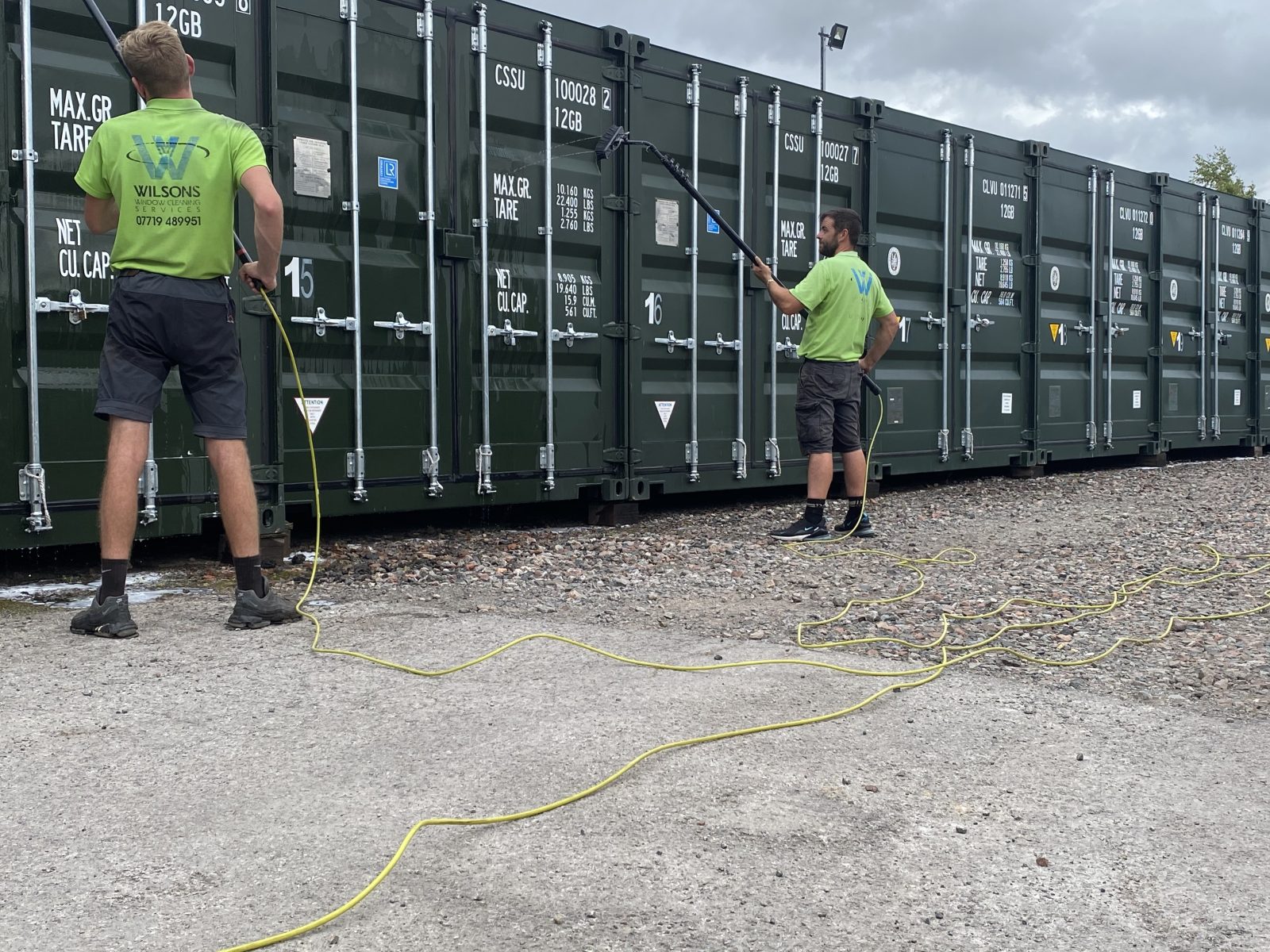 container storage units being washed